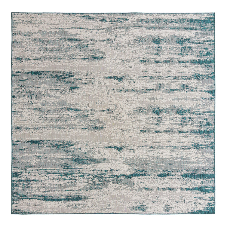 17 Stories Niasha Power Loom Blue/Gray Indoor/Outdoor Rug Wayfair